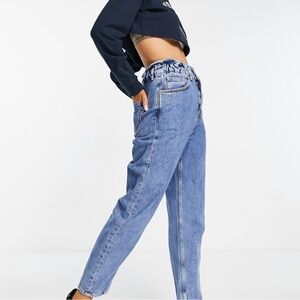 Mango Denim Women's Cropped High Waisted Light Wash Mom Jeans Size 8 barrel